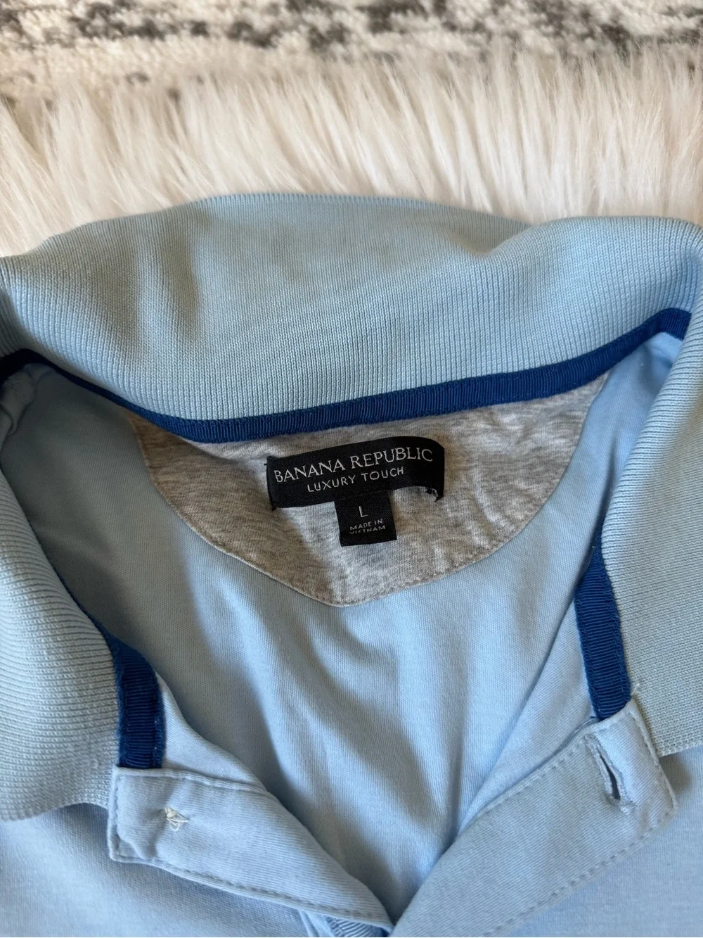 Men's Polo Shirt in Pale Blue - Luxury Touch